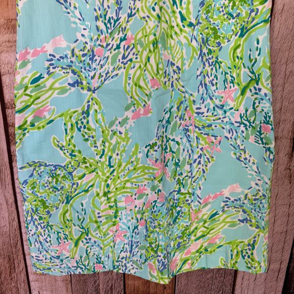 Lilly Pulitzer Dress Cathy Skye Blue Heaven Iridescent Lace Back Shift Size 8 - Picture 4 of 8
